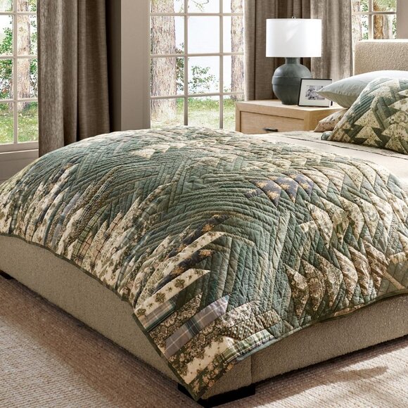 Pottery Barn Winter Spruce Quilt Bedding King California Loden Patchwork NEW